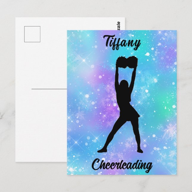 Cheerleading Snowflake Colour Blast with Her Name  Postcard (Front/Back)