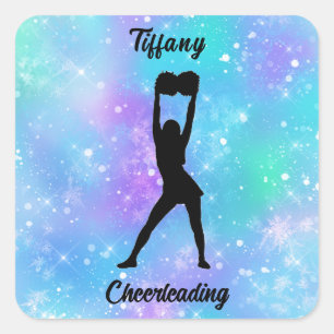 Cheerleading Snowflake Colour Blast with Her Name Square Sticker