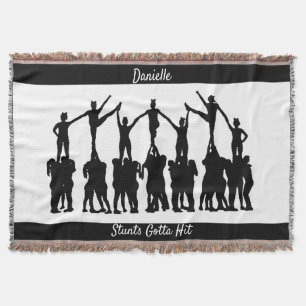 Cheerleading "Stunts Gotta Hit" Personalized Throw Blanket