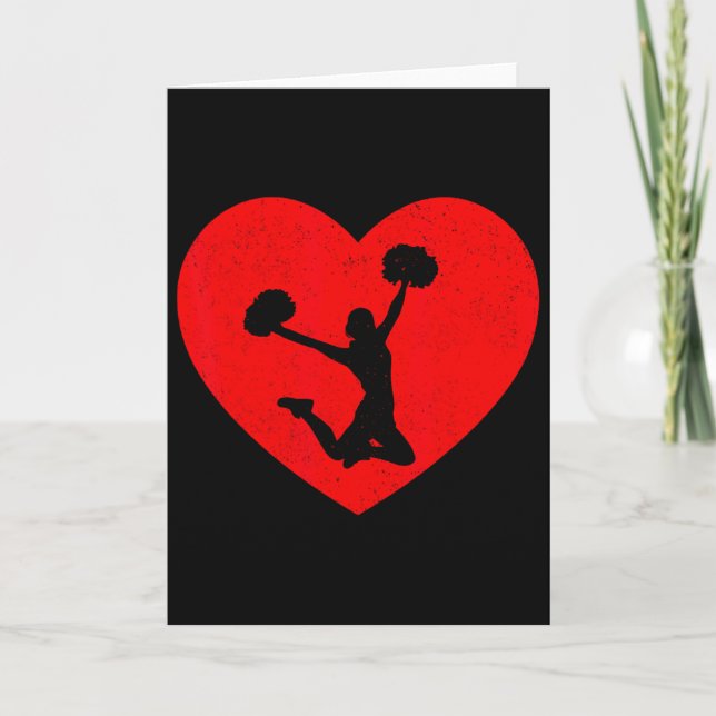 Cheerleading Valentine Heart Shape Cheerleader Lov Card (Front)