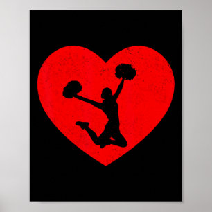 Cheerleading Valentine Heart Shape Cheerleader Lov Poster
