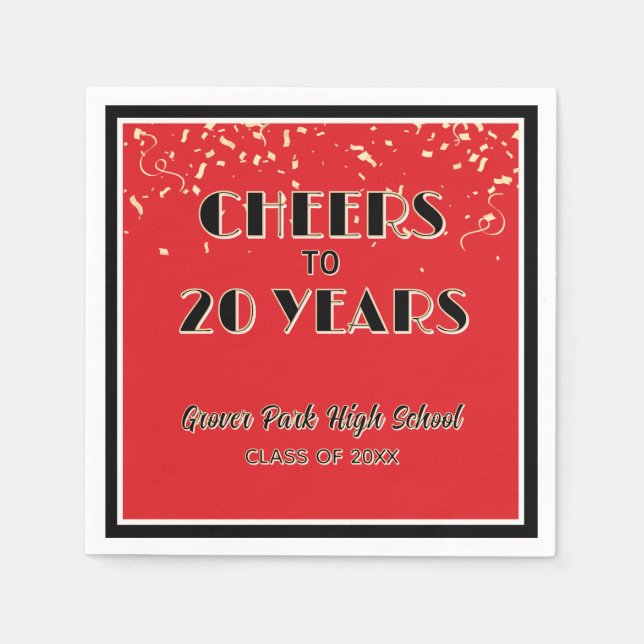 Cheers! 20 Year Class Reunion  Napkin (Front)