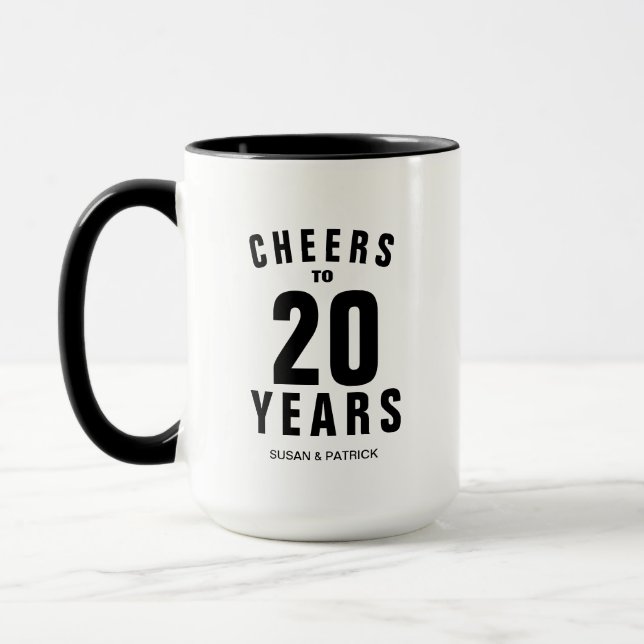 Cheers 20th wedding anniversary custom coffee mug (Left)