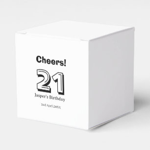 Cheers 21 birthday bold letter name boy man gifts favor box