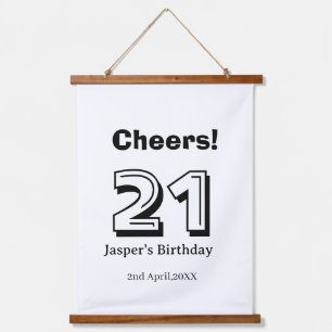 Cheers 21 birthday bold letter name boy man gifts hanging tapestry
