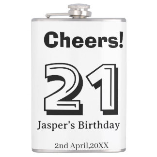 Cheers 21 birthday bold letter name boy man gifts  hip flask
