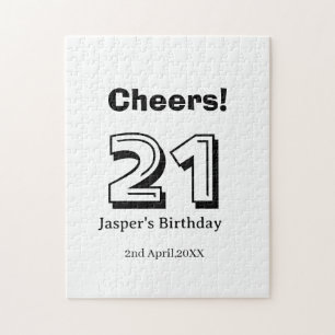 Cheers 21 birthday bold letter name boy man gifts jigsaw puzzle