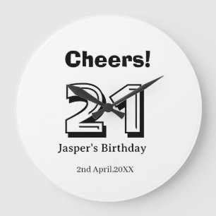 Cheers 21 birthday bold letter name boy man gifts large clock