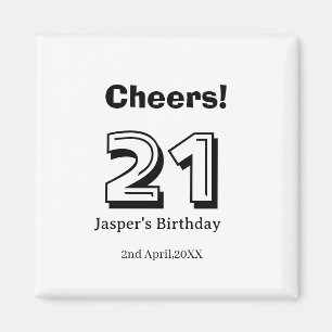 Cheers 21 birthday bold letter name boy man gifts magnet