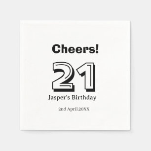 Cheers 21 birthday bold letter name boy man gifts napkin