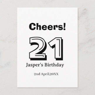 Cheers 21 birthday bold letter name boy man gifts  postcard