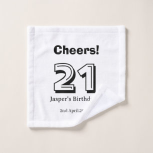 Cheers 21 birthday bold letter name boy man gifts  wash cloth