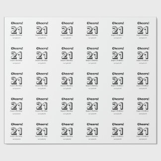 Cheers 21 birthday bold letter name boy man gifts  wrapping paper