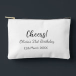 Cheers 21st birthday add name date simple minimal  accessory pouch<br><div class="desc">Design</div>
