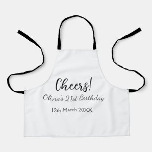 Cheers 21st birthday add name date simple minimal  apron