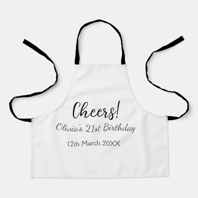 Cheers 21st birthday add name date simple minimal  apron (Front)