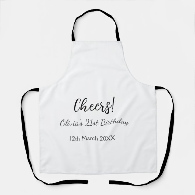 Cheers 21st birthday add name date simple minimal  apron (Front)