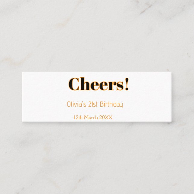 Cheers 21st birthday add name date simple minimal  calling card (Front)