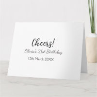 Cheers 21st birthday add name date simple minimal 