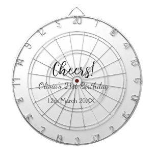 Cheers 21st birthday add name date simple minimal  dartboard