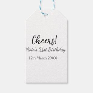 Cheers 21st birthday add name date simple minimal  gift tags