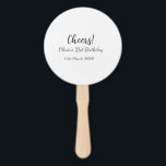 Cheers 21st birthday add name date simple minimal  hand fan<br><div class="desc">Design</div>