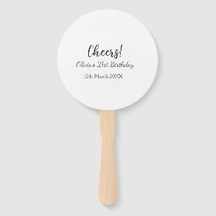 Cheers 21st birthday add name date simple minimal hand fan