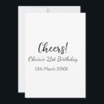 Cheers 21st birthday add name date simple minimal  invitation<br><div class="desc">Design</div>