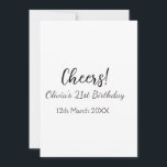 Cheers 21st birthday add name date simple minimal  invitation<br><div class="desc">Design</div>