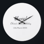 Cheers 21st birthday add name date simple minimal  large clock<br><div class="desc">Design</div>