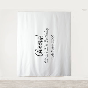 Cheers 21st birthday add name date simple minimal  tapestry
