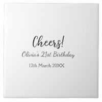 Cheers 21st birthday add name date simple minimal 