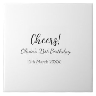 Cheers 21st birthday add name date simple minimal  tile