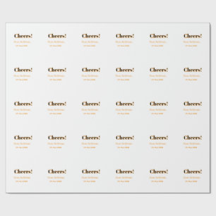 Cheers 21st birthday add name date simple minimal wrapping paper