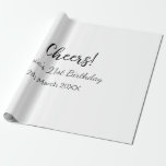 Cheers 21st birthday add name date simple minimal  wrapping paper<br><div class="desc">Design</div>