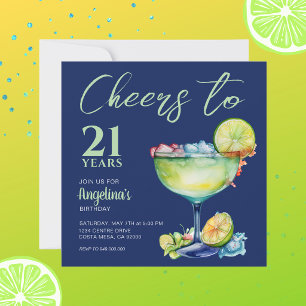 Cheers 21st Birthday Margarita  Invitation