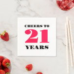 Cheers 21st Birthday Napkin<br><div class="desc">Elevate your cocktail hour with our 21st Birthday Cocktail Napkins. Featuring a design that includes a popping champagne bottle and the phrase "cheers to twenty-one, " these napkins add a touch of celebration to your drinks and appetizers. Made with high-quality materials, these napkins are both stylish and functional, ensuring that...</div>