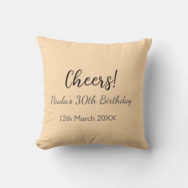 Cheers 30th birthday add name date simple minimal  throw pillow (Front)