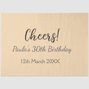 Cheers 30th birthday add name date simple minimal  tissue paper