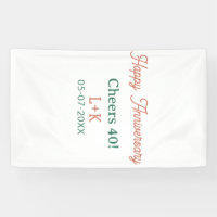 Cheers 40 happy anniversary orange green name date