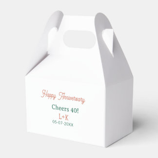 Cheers 40 happy anniversary orange green name date favor box