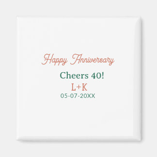 Cheers 40 happy anniversary orange green name date magnet