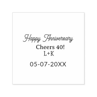 Cheers 40 happy anniversary orange green name date self-inking stamp
