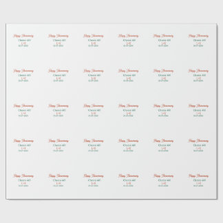 Cheers 40 happy anniversary orange green name date wrapping paper