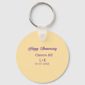 Cheers 40 happy anniversary purple orange pastel n keychain