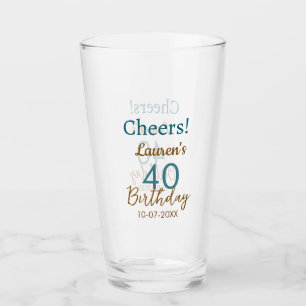 Cheers 40th birthday name date brown turquoise sim glass