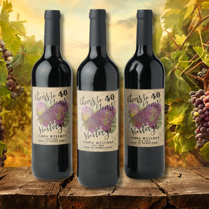 Cheers 40th Birthday Vineyard Wine Country Custom Label