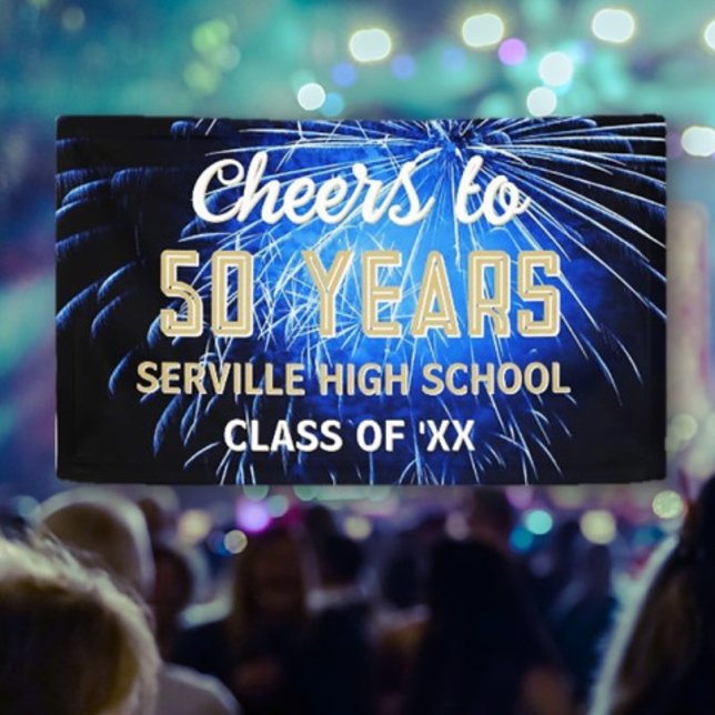 CHEERS 50 ans ! Bannière Réunion Classe bleue (Créateur téléchargé)