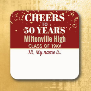 Cheers! 50 Year Class Reunion Name tag