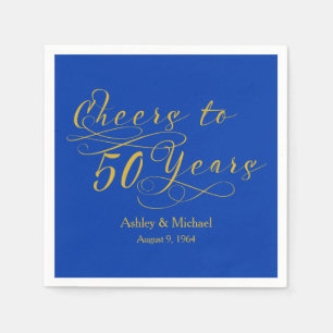 Cheers 50 Years Blue 50th Wedding Anniversary Napkin
